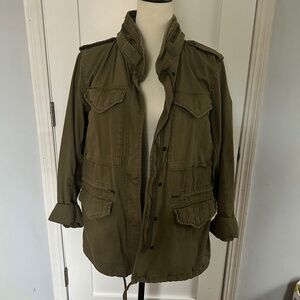 Ralph Lauren Demin & Supply Military Field Jacket Size Large Flag on Back